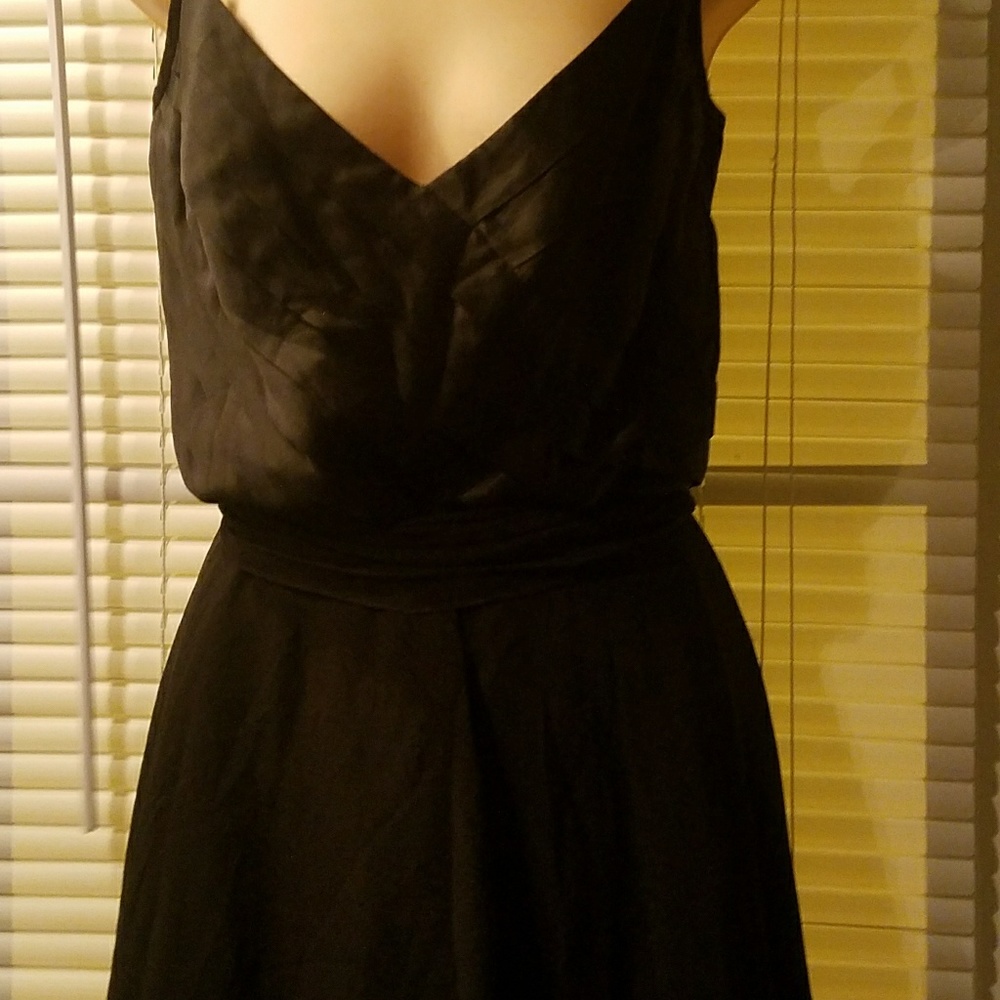 Maggy London black strappy dress with sash